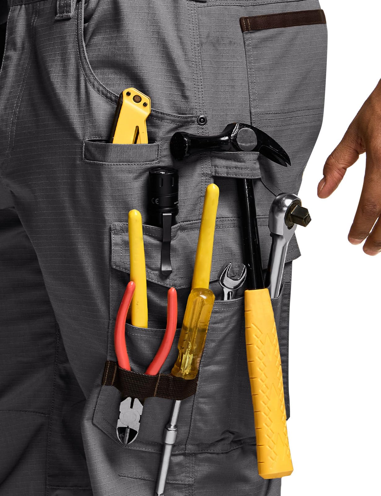 CQR Men's Quick Dry Work Pants, Water Resistant Outdoor Tactical Pants, Lightweight Stretch Cargo Hiking Pants — view 3