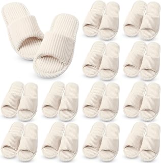 12 Pairs Slippers for Women Bridesmaid Slippers Bulk House Slipper Indoor Open Toe Corduroy Bedroom Shoes Slides for Bridal