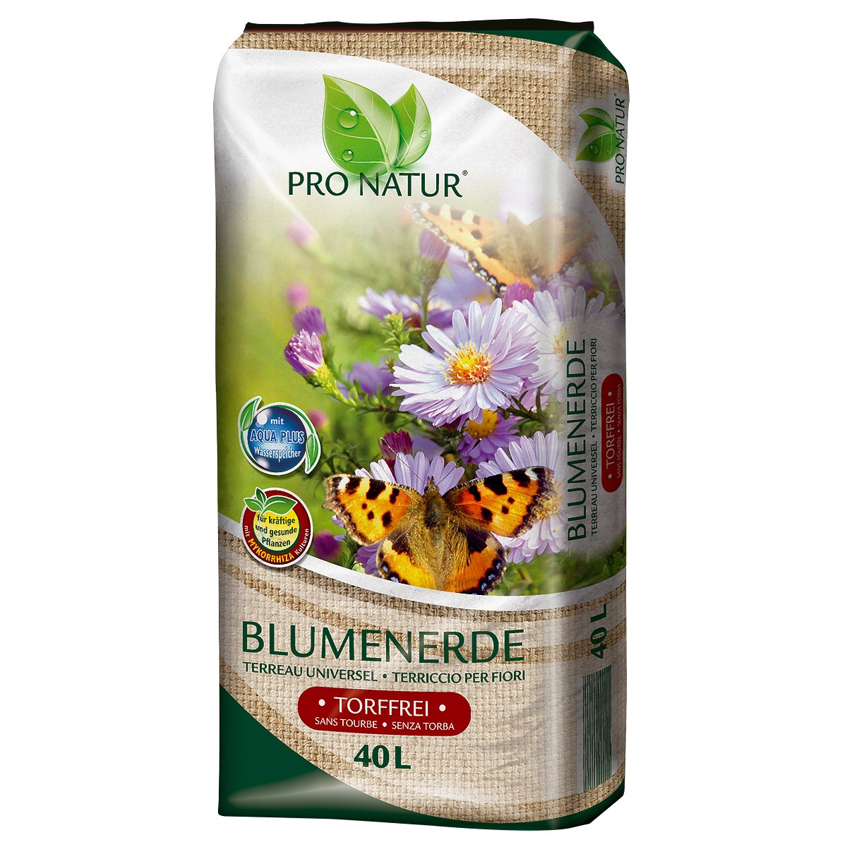 Pro Natur Blumenerde 40 L torffrei mit TIMPOR Holzfaser & Mykorrhiza Kulturen