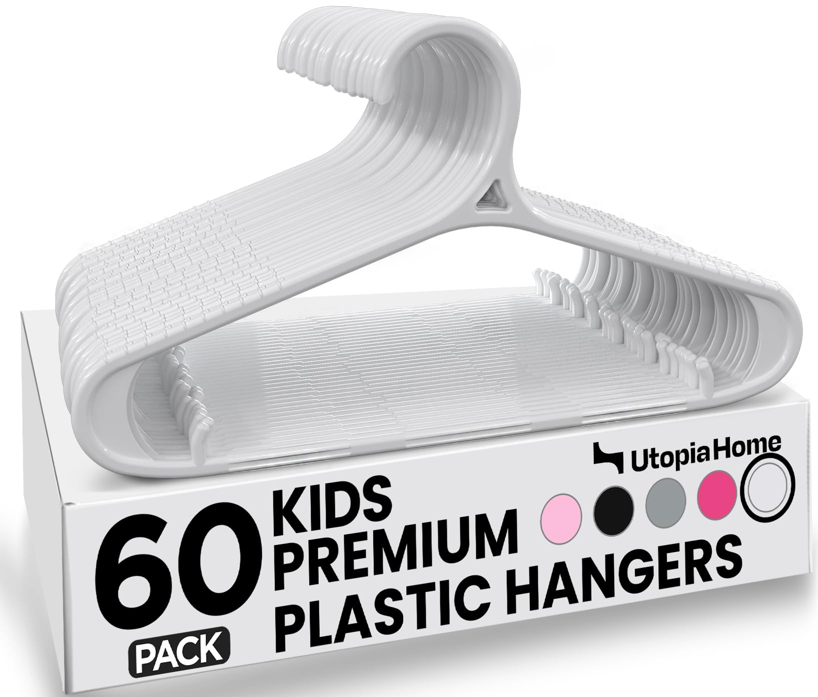 Utopia Home Kids Hangers 60 Pack White Non-Slip Baby Hangers