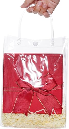 Miniatura 5 de 50 bolsas de regalo de plástico transparente con asas, pequeñas bolsas de plástico de PVC transparentes, bolsas de compras reutilizables para bolsas