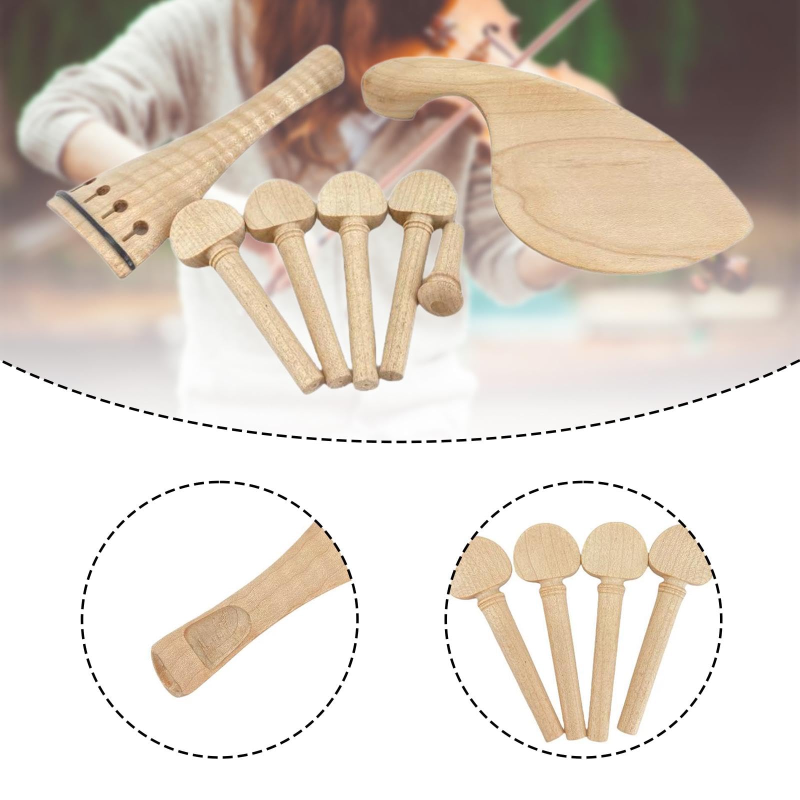 predolo Juego de 7 Piezas para Violín 4/4, Kit de Accesorios para Violín, Clavija para Principiantes