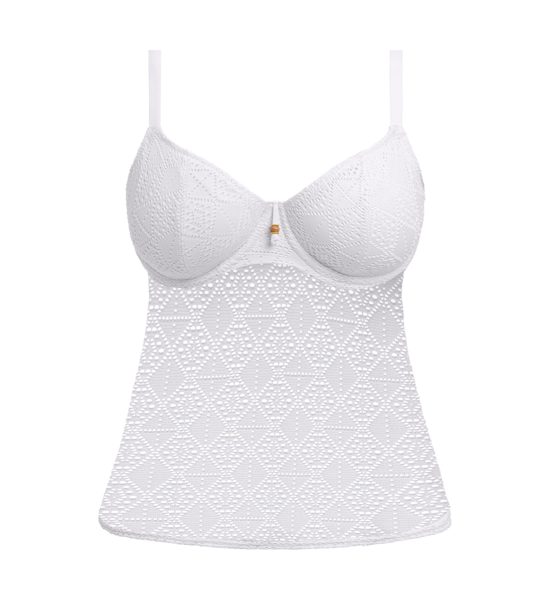 Freya Swim Women's Nomad Nights Underwire Plunge Tankini Top, White, 3 8F US