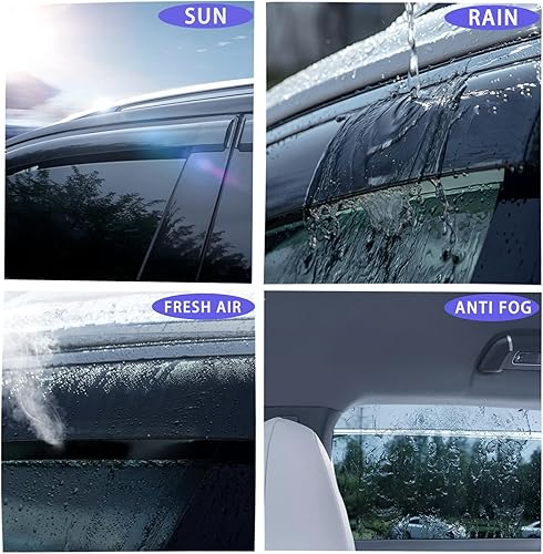 Miniatura 4 de LIKDIKDIK Visor de ventana con cinta compatible con Chevrolet Equinox 2018-2024, deflector de ventana de ventilación lateral, protector de lluvia,
