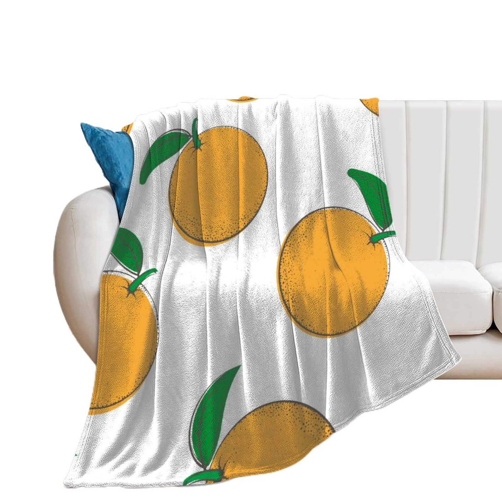 Couverture flanelle chaude et douce à motif orange isolante 100x130