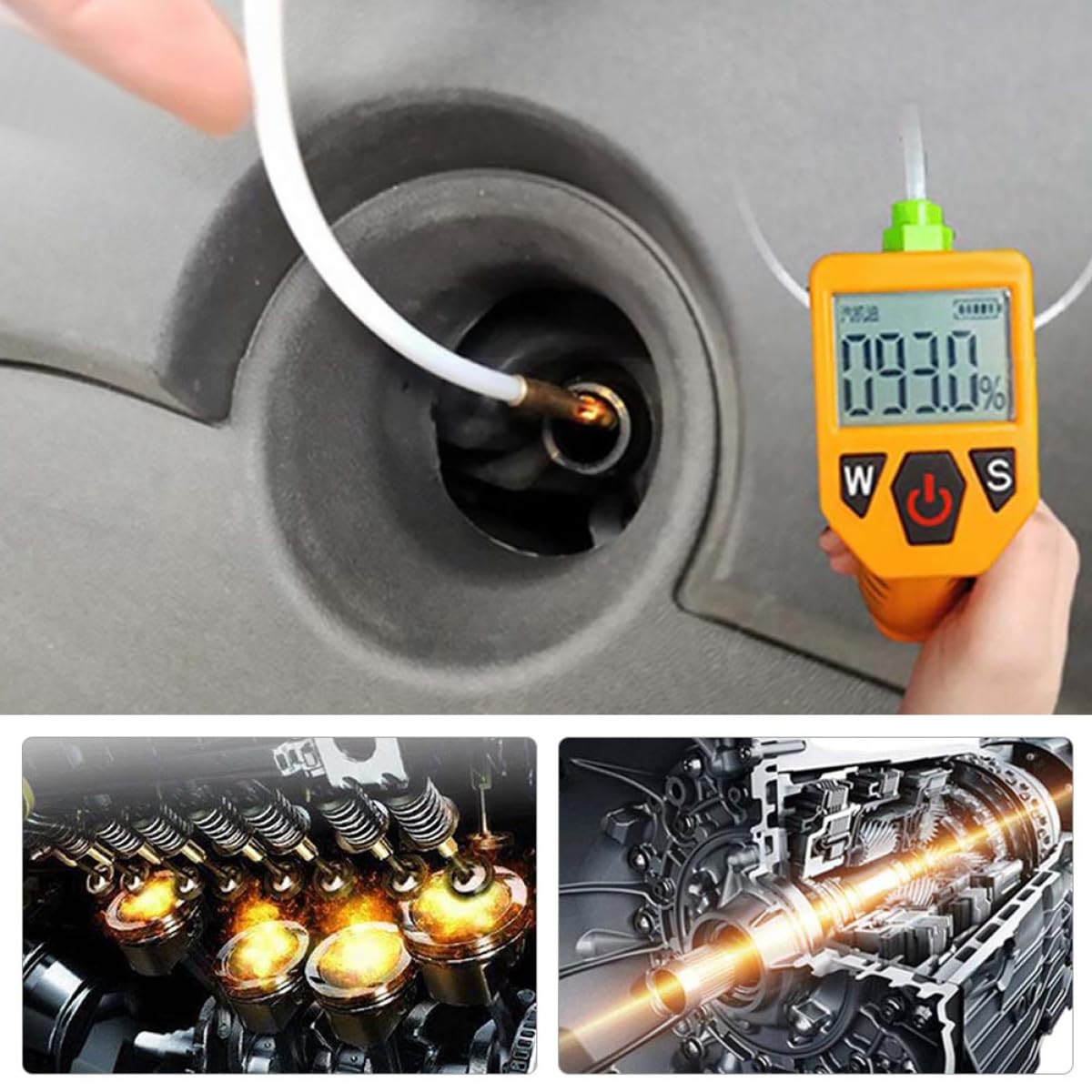 ibasenice Analyseur D'huile Moteur pour Automobile, Détecteur D'huile avec Batterie, Abs et Électronique, pour Contrôle Rapide en Voiture
