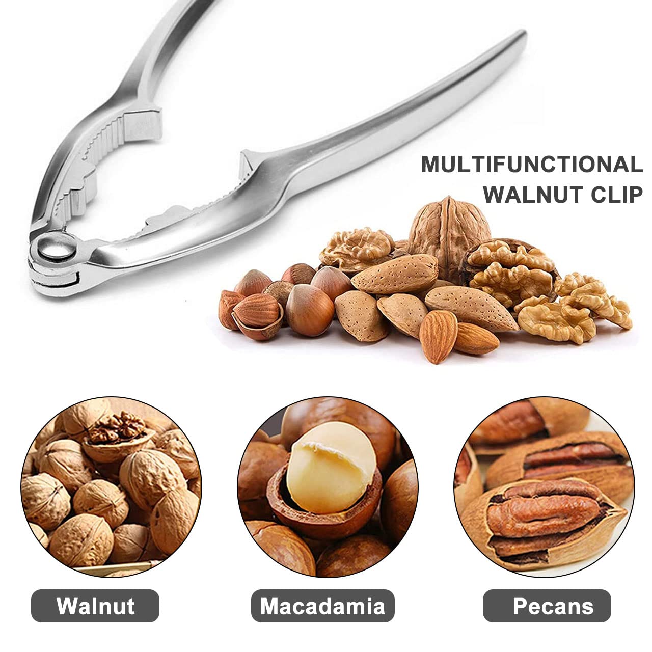 Schiaccianoci In Metallo Antiscivolo - Rompi Noci Per Mandorle, Nocciole E Frutti Di Mare - Foto 2