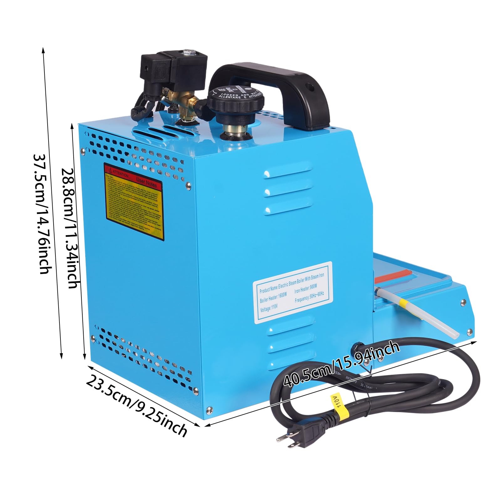 SFOWLOGE Electric Steam Iron 110V 900W Commercial Adjustable Electric Iron Boiler Countertop Electric Steam IronS with 1600W Boiler& Practical Handle Blue