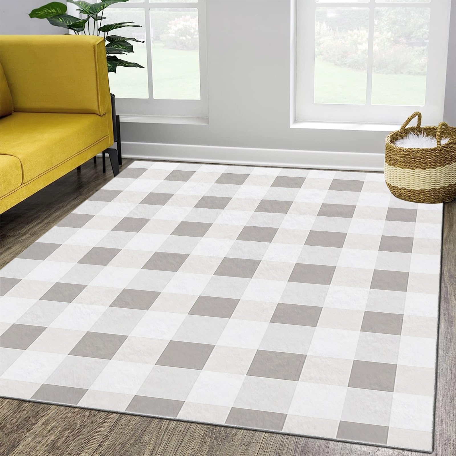 Tapis en flanelle douce imprimé en 3D style géométrique épuré pour grand salon
