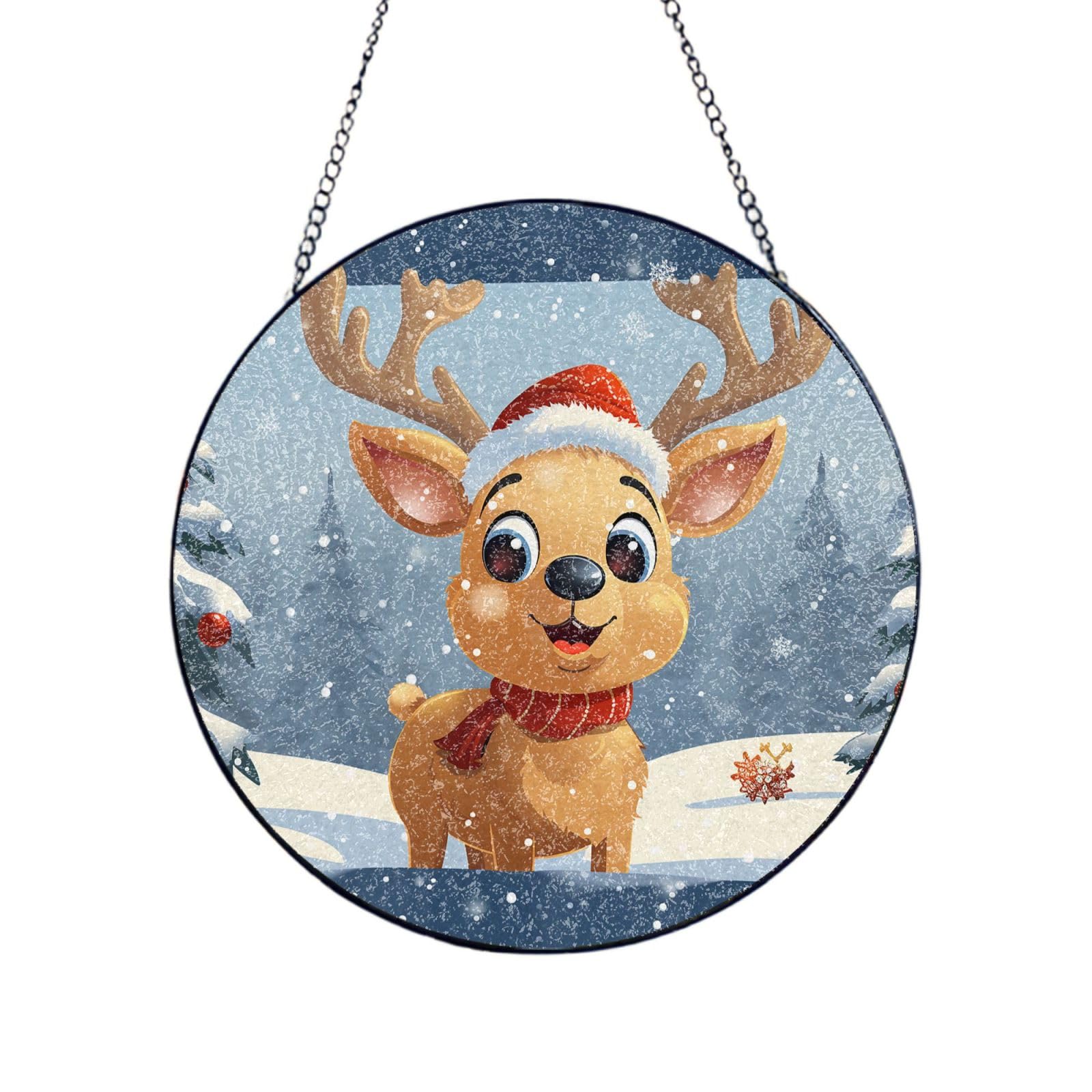 Stained Glass Window Hanging Christmas Deer Sun Catchers Indoor Outdoor Decor Window Suncatcher Door Garden Sunroom Sun Catcher Home Decor Birthday Christmas for Mom Men