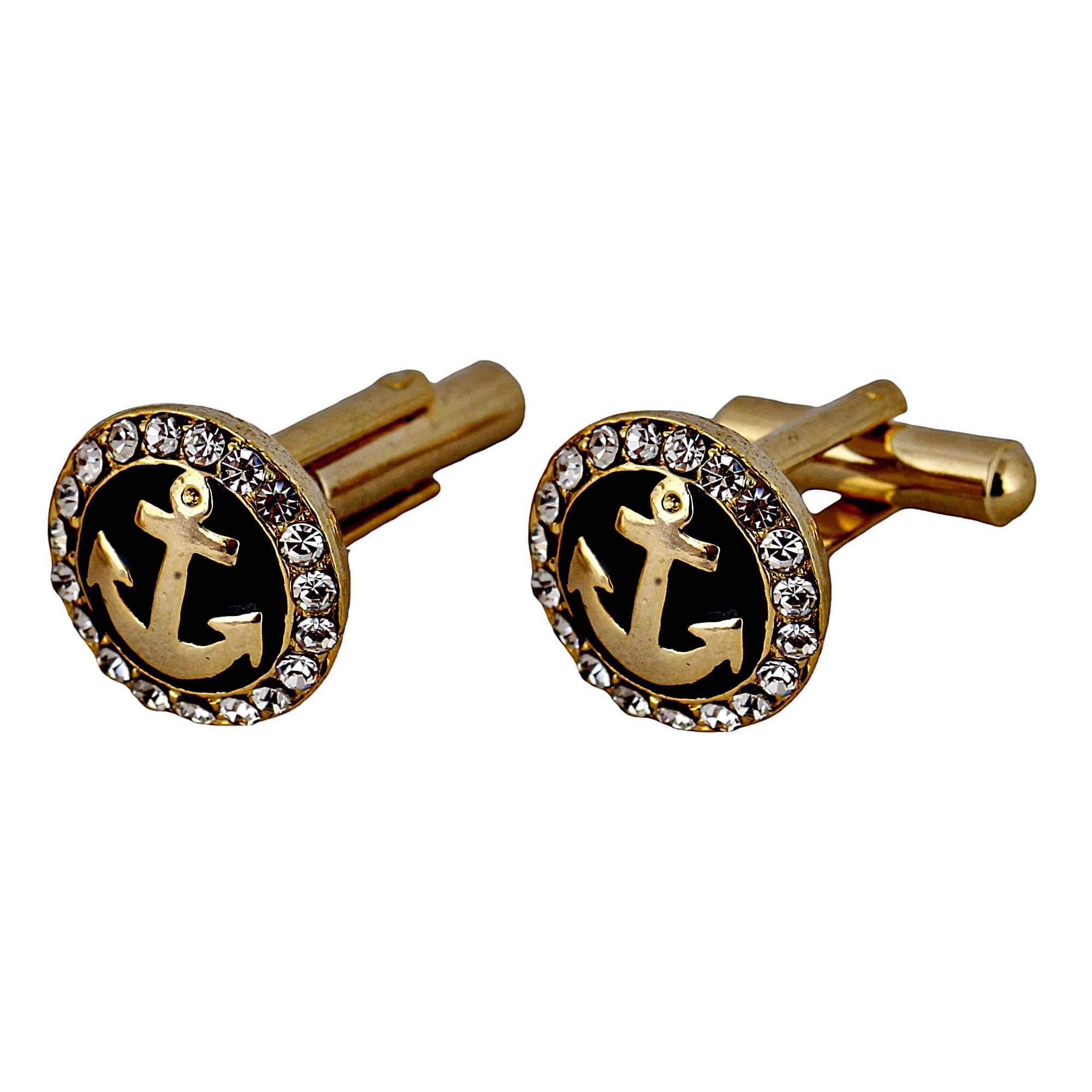 Lucky Jewellery Unique Men Jewelry Stone Gold Plated Anchor Design Sleeve Button Formal Cuff Button Wedding Shirt Button, Suit, Blazer Cufflinks with Matching Tie Pin Gift Set For Men (271-M4C4-A5430) (B0BDWWRDH6) Amazon Price History, Amazon Price Tracker