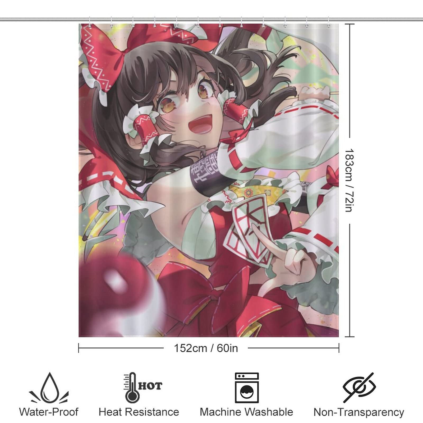 Amazon｜東方シリーズ 博麗霊夢 シャワーカーテン アニメ柄 防カビ
