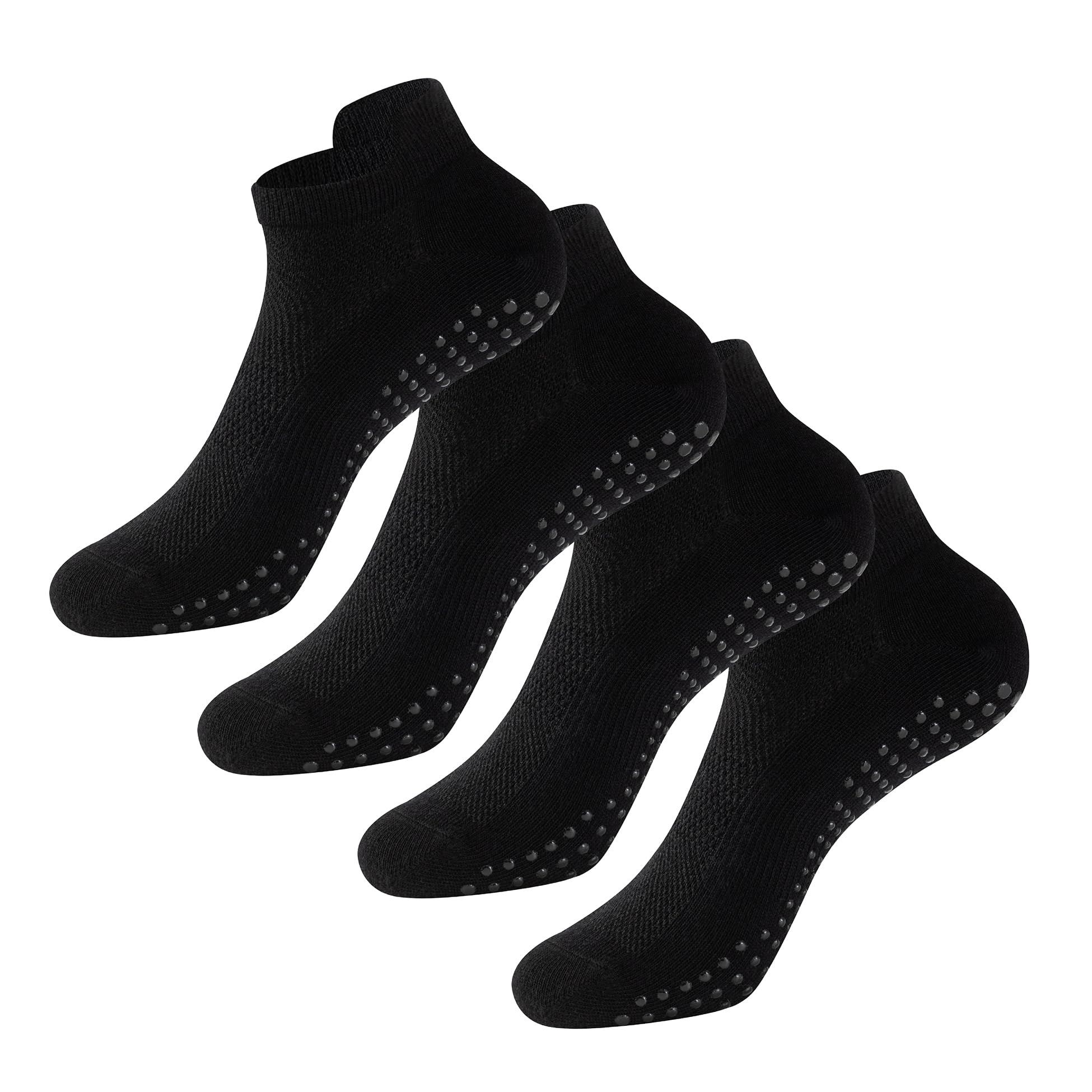 The Essentials Wardrobe 4PK Ladies Yoga/Pilates Trainer Socks - Bamboo - UK 4-8/EU 37-41 - Black