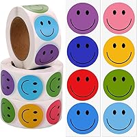 QIOJIRMU 1500PCS Happy Smiley Face Stickers for Kids - 3 Rolls 1 Inch Assorted Colors Classroom Rewards & Behavior Chart Incentives