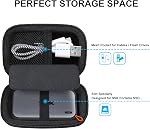 Lacdo Cas de transport dur pour SSK portatif SSD Disques extérieurs à l'état solide 250GB 500GB 1TB 2TB SSD Disque dur externe USB 3.2 Gen2 Dur EVA Sac de voyage antichoc, noir