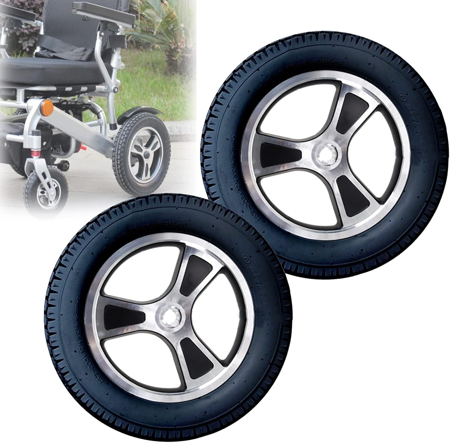 Rueda Trasera para Silla De Ruedas Eléctrica De 12 Pulgadas, Neumáticos Macizos No Neumáticos, 1 Par De Accesorios De Repuesto, Modelo Duradero De 12 1/2 X 2 1/4 con Rodamiento De 17 Mm