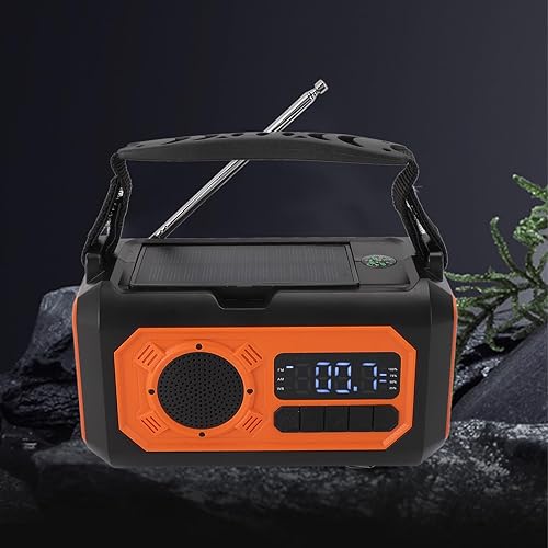 Miniatura 7 de Radio meteorológica de emergencia con paneles solares duales de 12000 mAh con alerta meteorológica avanzada NOAA, radio portátil multifuncional con