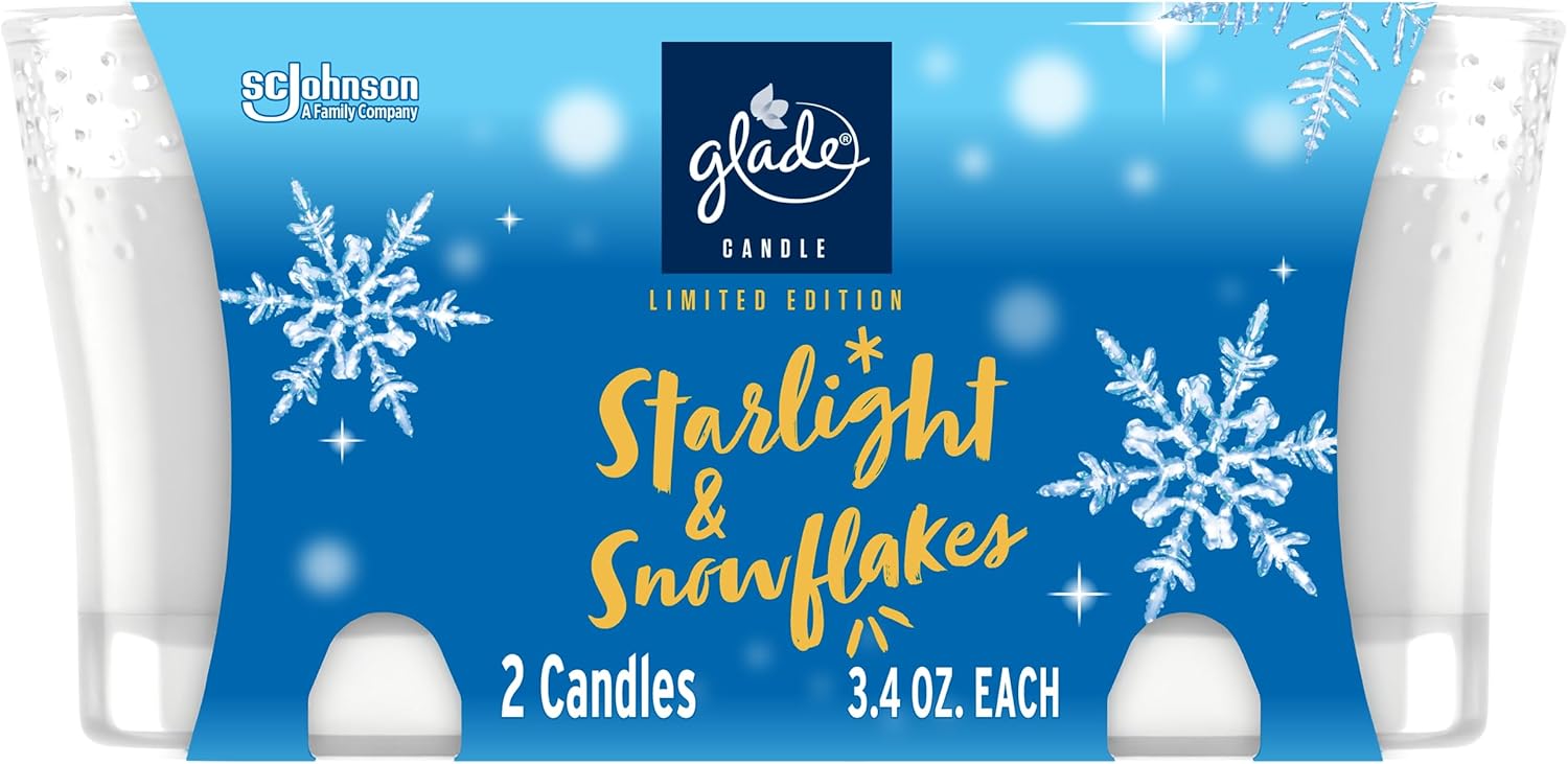 Glade Candle Jar, Air Freshener, Starlight & Snowflakes, 3.