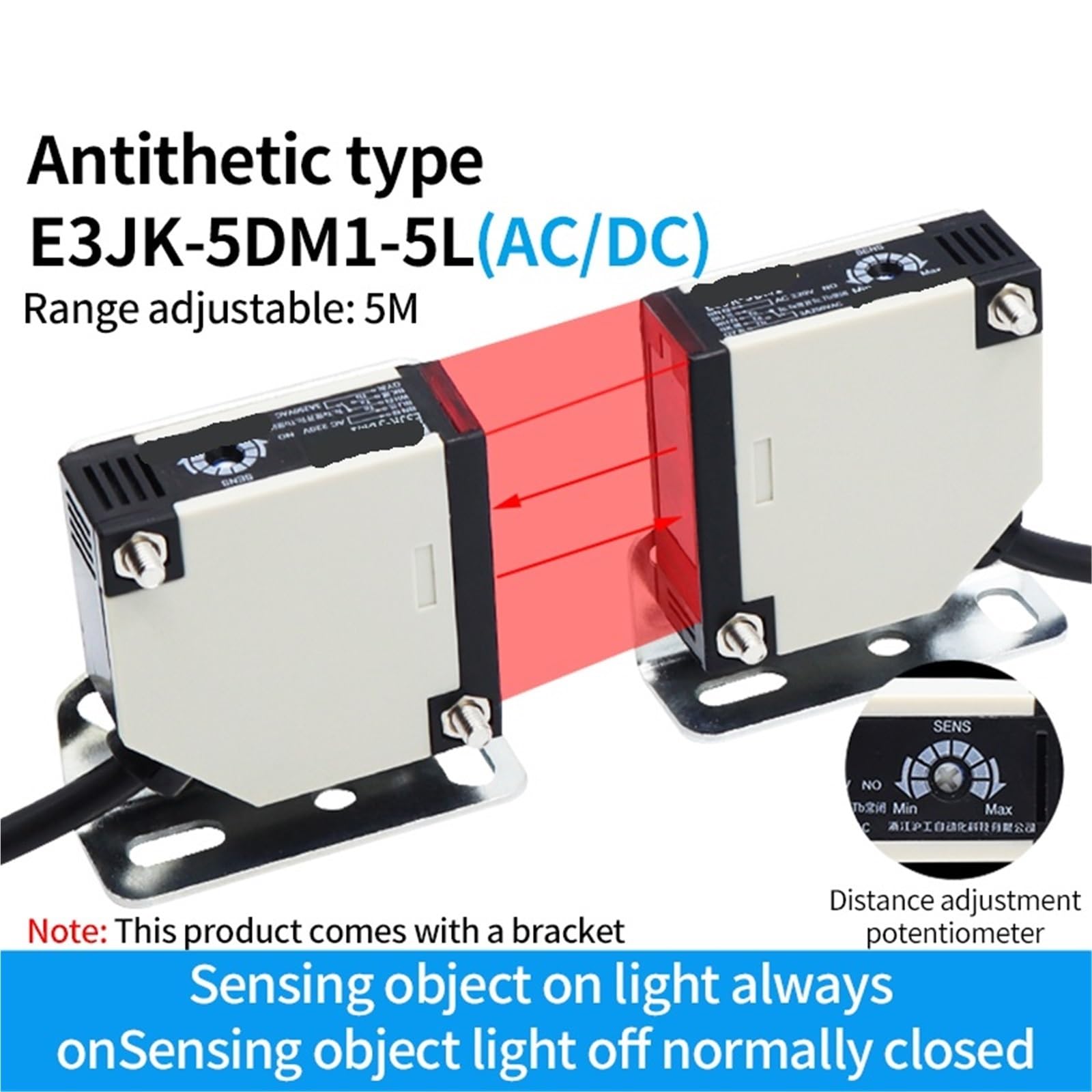 Näherungssensoren der E3JK-Serie, Infrarot-Diffus- oder Rückkopplungsreflexion, AC-DC-Erkennungsabstand 30/50 cm, 4 m, 5(E3JK-5DM1-5L,DC 12V-24V)