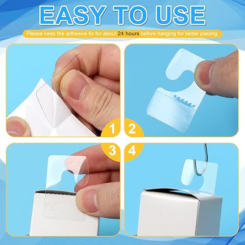 Miniatura 5 de Anjmd 360 pestañas colgantes con gancho, etiquetas autoadhesivas para colgar, etiquetas adhesivas para colgar, etiquetas colgantes de plástico para
