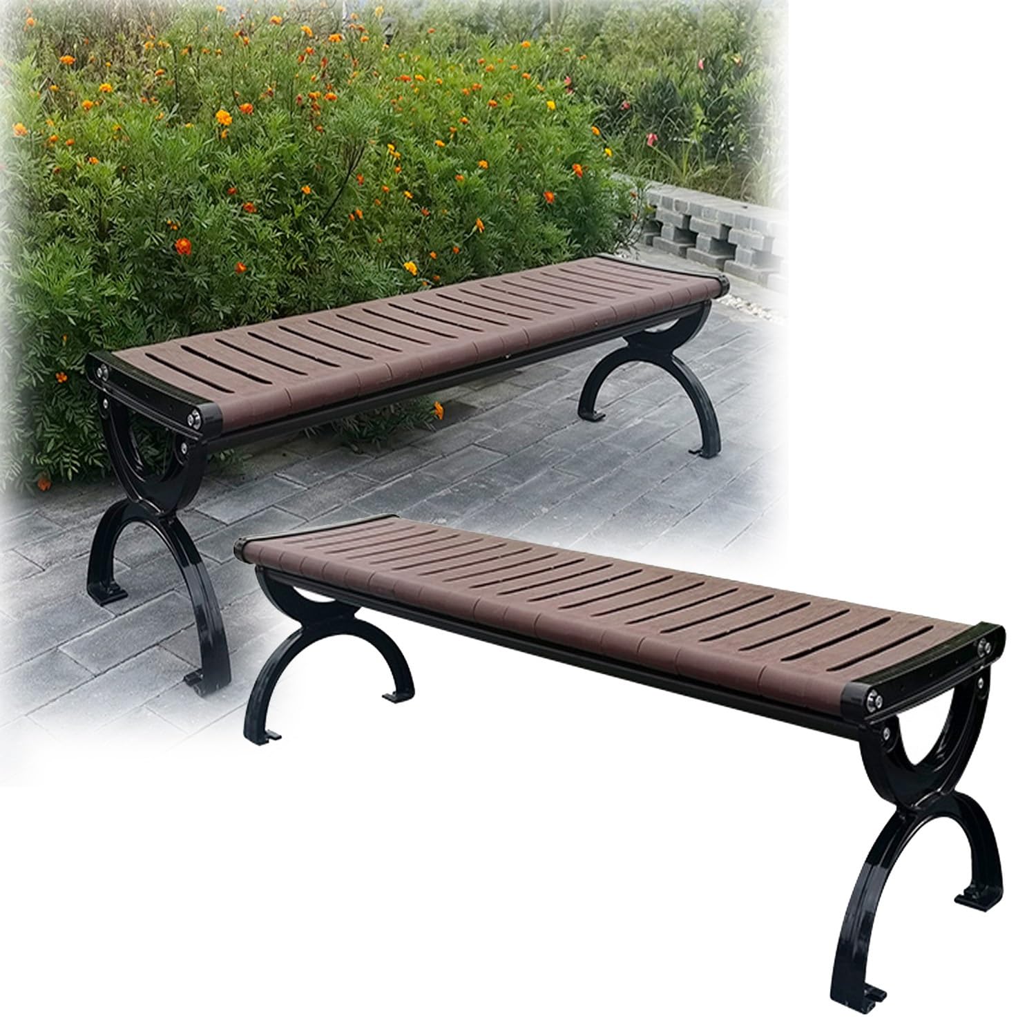 屋外用オシャレベンチ 山善（YAMAZEN） ガーデンファニチャー ベンチ ガーデンベンチ 屋外 庭