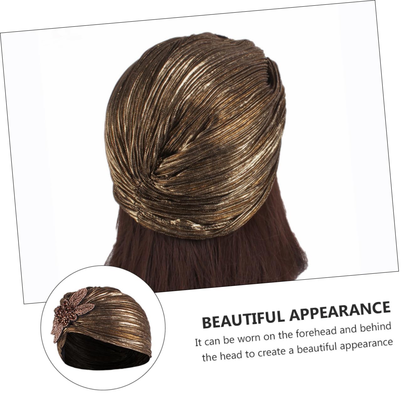 Didiseaon Elegant Turban Head Wrap Stamping Design Headscarf Hat Fashion Turban Hats Golden