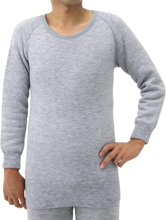 もちはだ 丸首 長袖 シャツ 男性用 Mサイズ グレー 極厚地 防寒 インナー メンズ 裏起毛 バイク 釣り 厚手 外仕事 最強 冬 キャンプ 暖かい あったか 日本製 インナーシャツ 通販