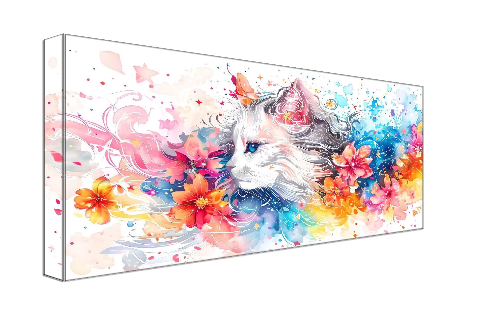 Dipingere con i Numeri gatto sogno, Dipingere con i Numeri per Adulti Bambini Principianti, Fai da te Olio La Pittura di Numeri Kit, Hobby Creativi Adulti, Decor casa Donne Regalo 80x160cm s-764
