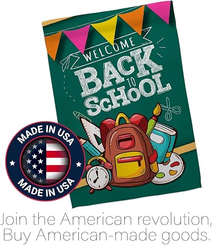 Miniatura 5 de Bandera de jardín de bienvenida para educación a la escuela, suministros de autobús para el primer día, maestros, estudiantes, clase, decoración de