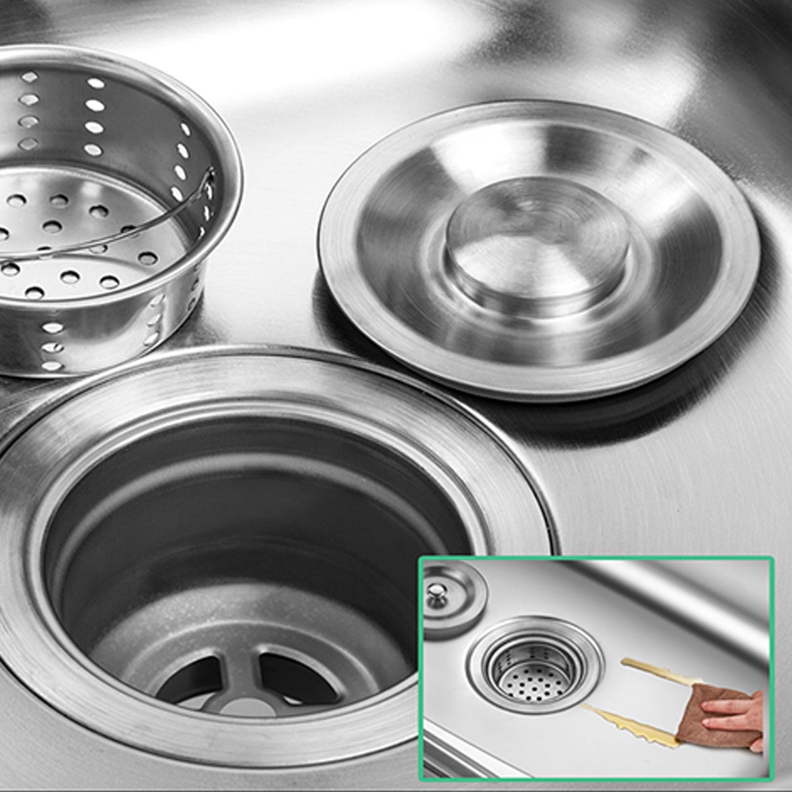 Lavello da parete in acciaio inox, piccolo lavello da cucina industriale con supporto per lavanderia, garage e ristorante, 48 x 35 x 21 cm