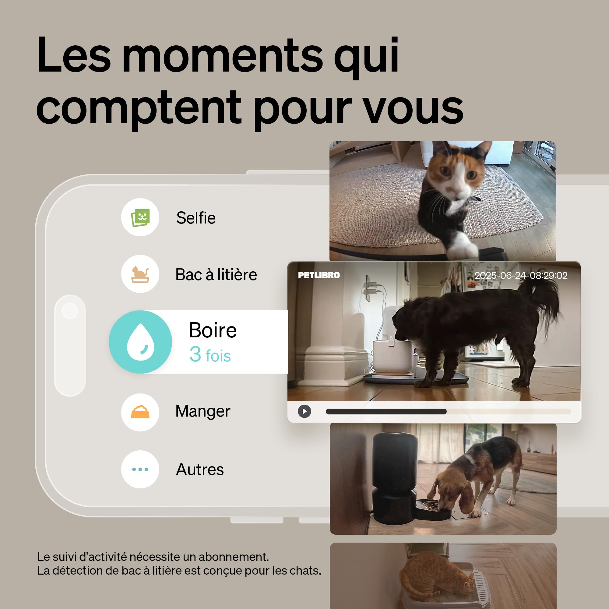 PETLIBRO Caméra Intelligente 360° pour Chien et Chat - Détection Multi-Animaux, Vision Nocturne Couleur, Résumés d'Activités, Alertes Instantanées