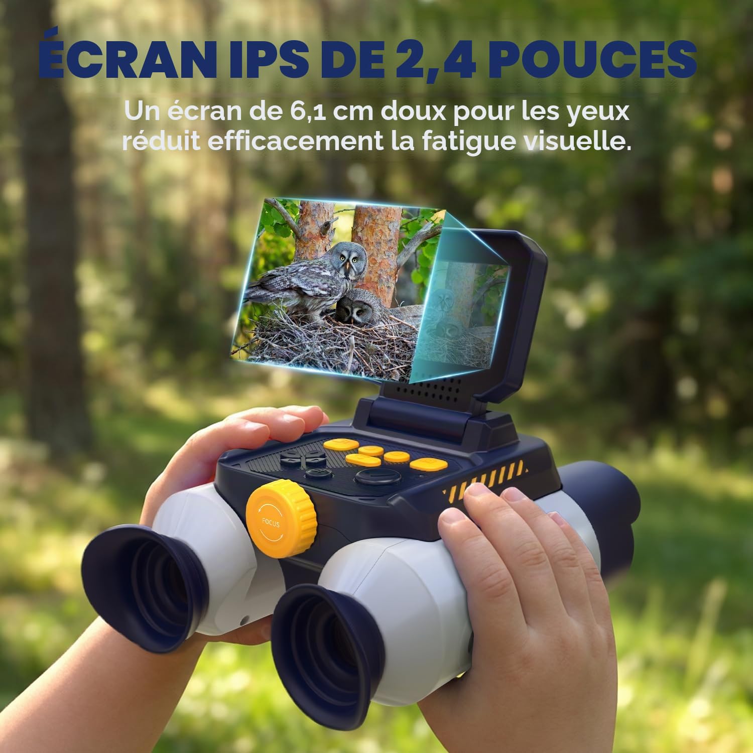Jumelles Enfants Ahalfcit Télescope Jouet Vision Nocturne Infrarouge 10x25 Écran Couleur 2,4 Pouces Exploration Plein Air 4 Ans+ Blanc