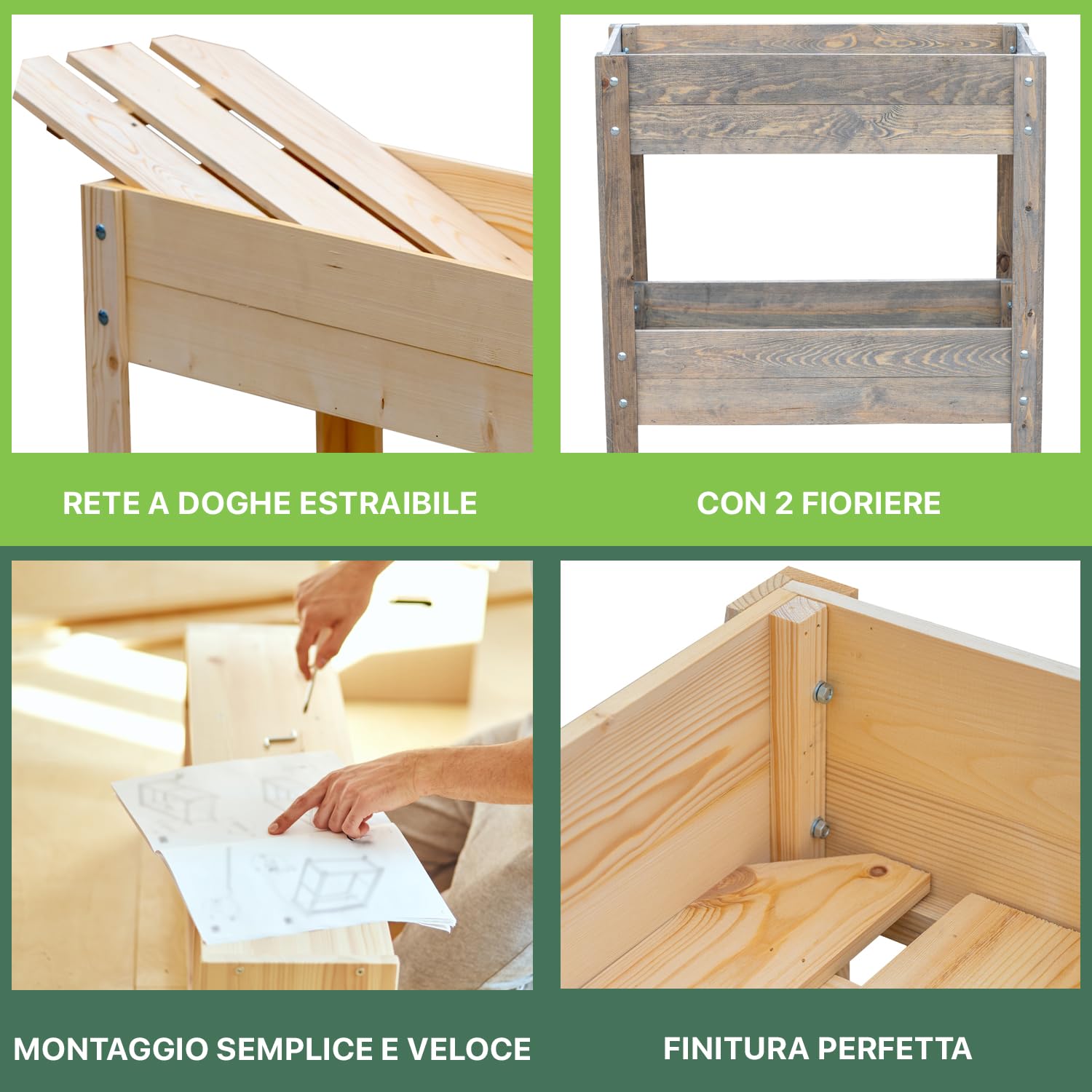 ITA Fioriera Rialzata 80x37x78 cm in Legno Naturale - Aiola con Due Livelli - Perfetta per Giardino, Terrazza, Balcone - Made in EU - Qualità Diretta dal Produttore