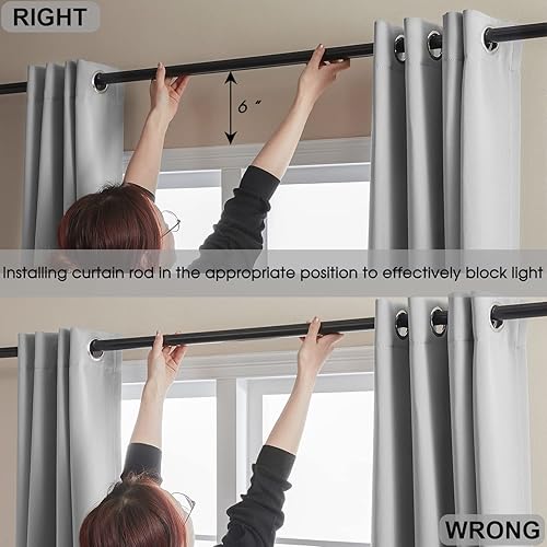 Miniatura 7 de Rutterllow - Cortinas 100% opacas, 2 paneles, aislamiento térmico, doble capa con forro negro para cocina, ojales superiores (42 x 63 pulgadas, gris