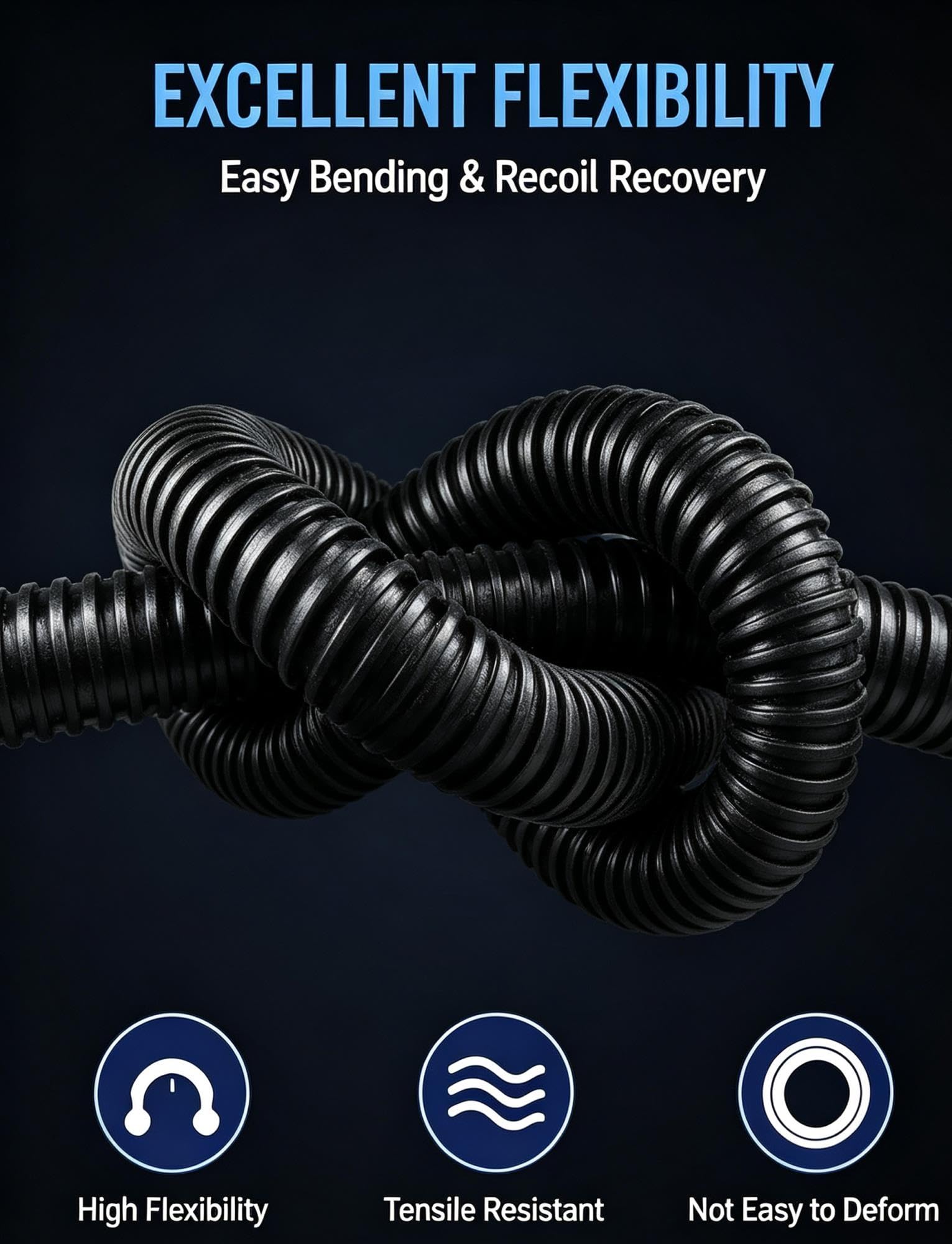 Tubo corrugado flexible para cables eléctricos, resistente y retardante