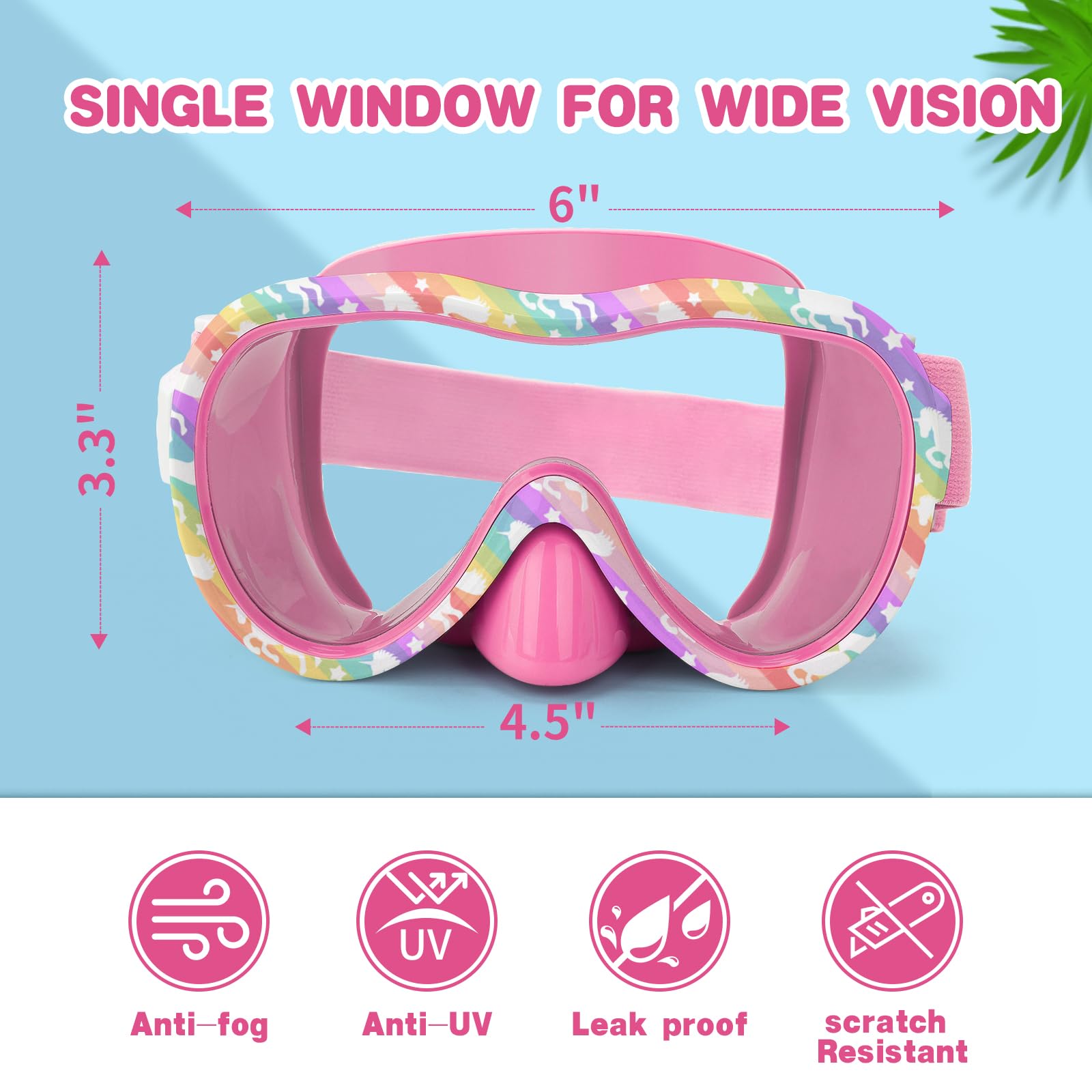 Schwimmbrille für Kinder, wasserdichte Taucherbrille mit Nasenschutz und elastischem Stoffband, UV-Schutz, Schwimmbrille für Kinder, Jungen und Mädchen