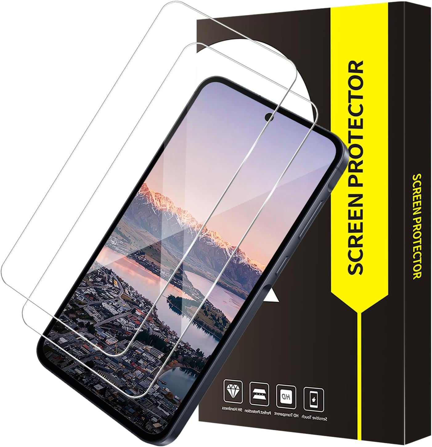 Carantee Pack of 2 Tempered Glass Screen Protectors for Samsung Galaxy A35/A55 5G 9H Hardness Free from Scratches Ultra HD Anti-Oil Samsung A55 Screen Protector 2.5D Edge Perfect Fit Samsung