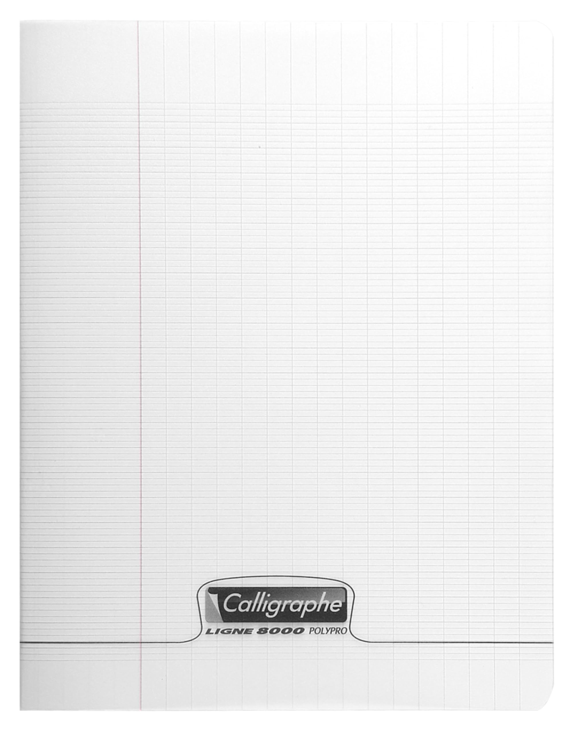 Calligrapher 18109C A Clear+C114 Stapled Notebook (a Clairefontaine Brand) - 17x22 cm - 48 Seyes Tricolore Pages - 90 g White Paper - Transparent Polypro Cover