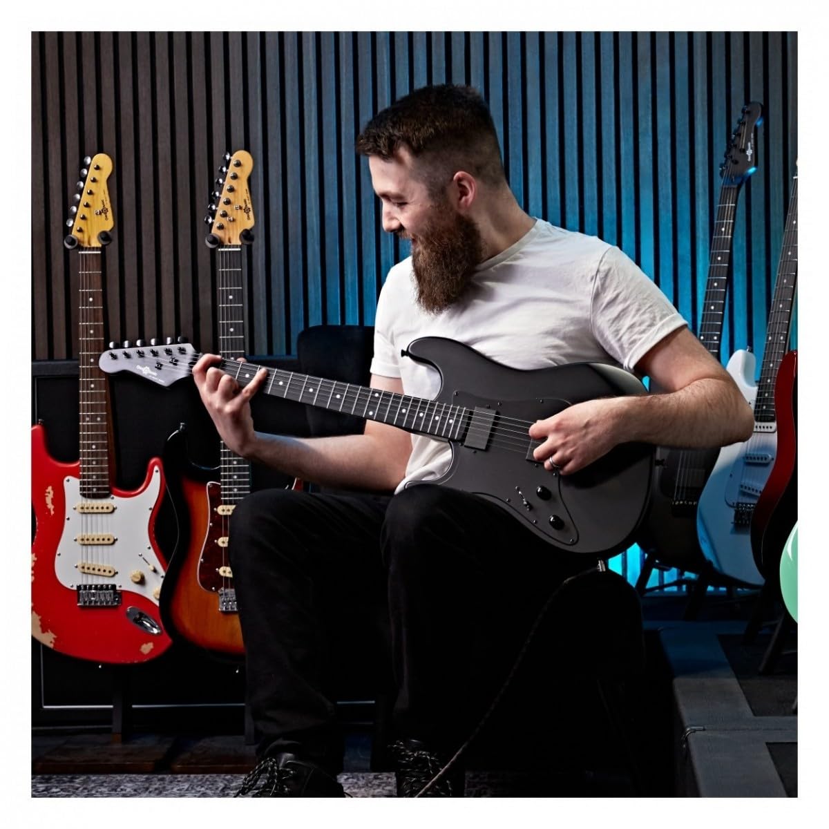 Linkshänder E-Gitarre HH LA Select von Gear4music, Blackout