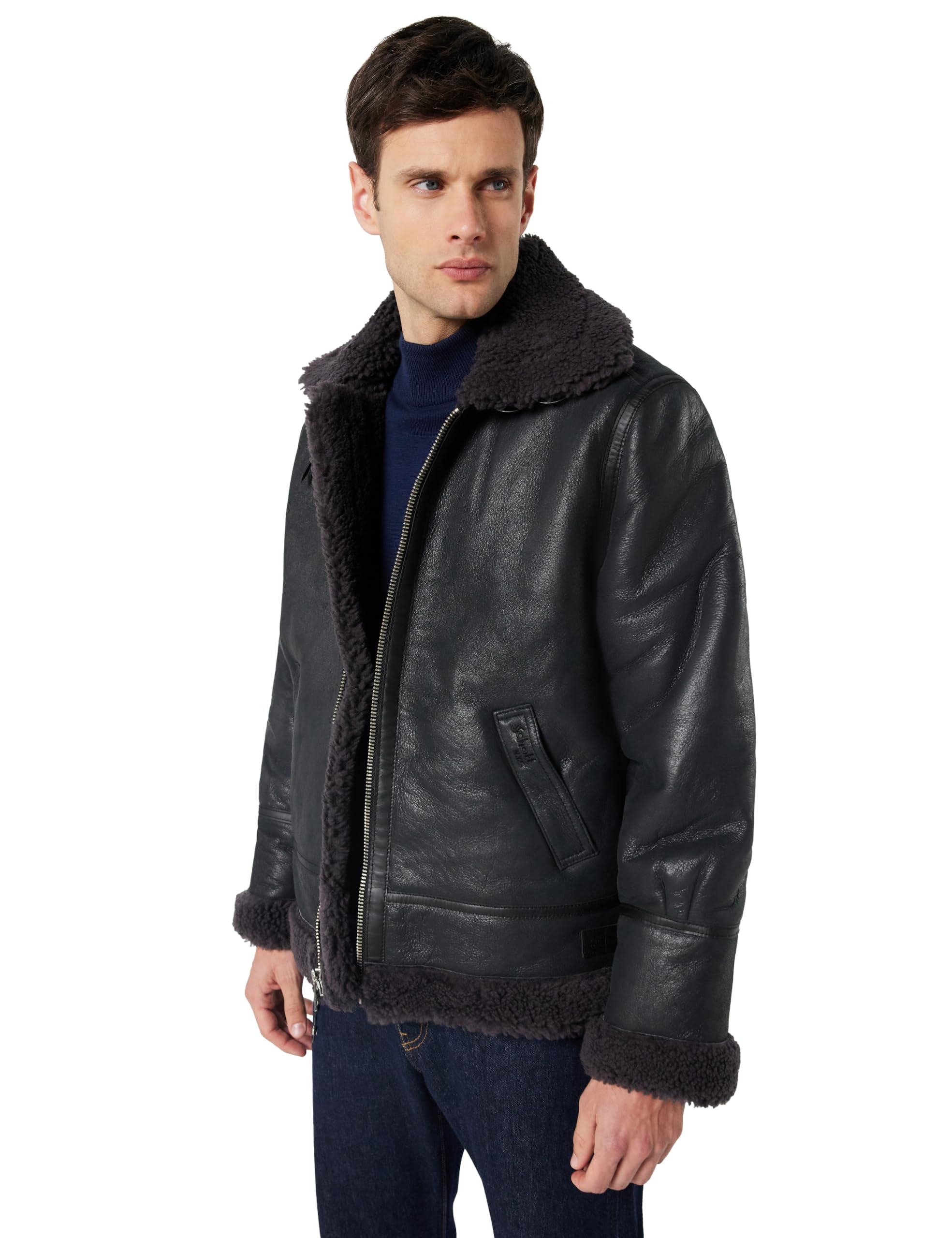Schott NYC Men's Lc1259 Leather Jacket Not Applicable, Black/Gray, Medium