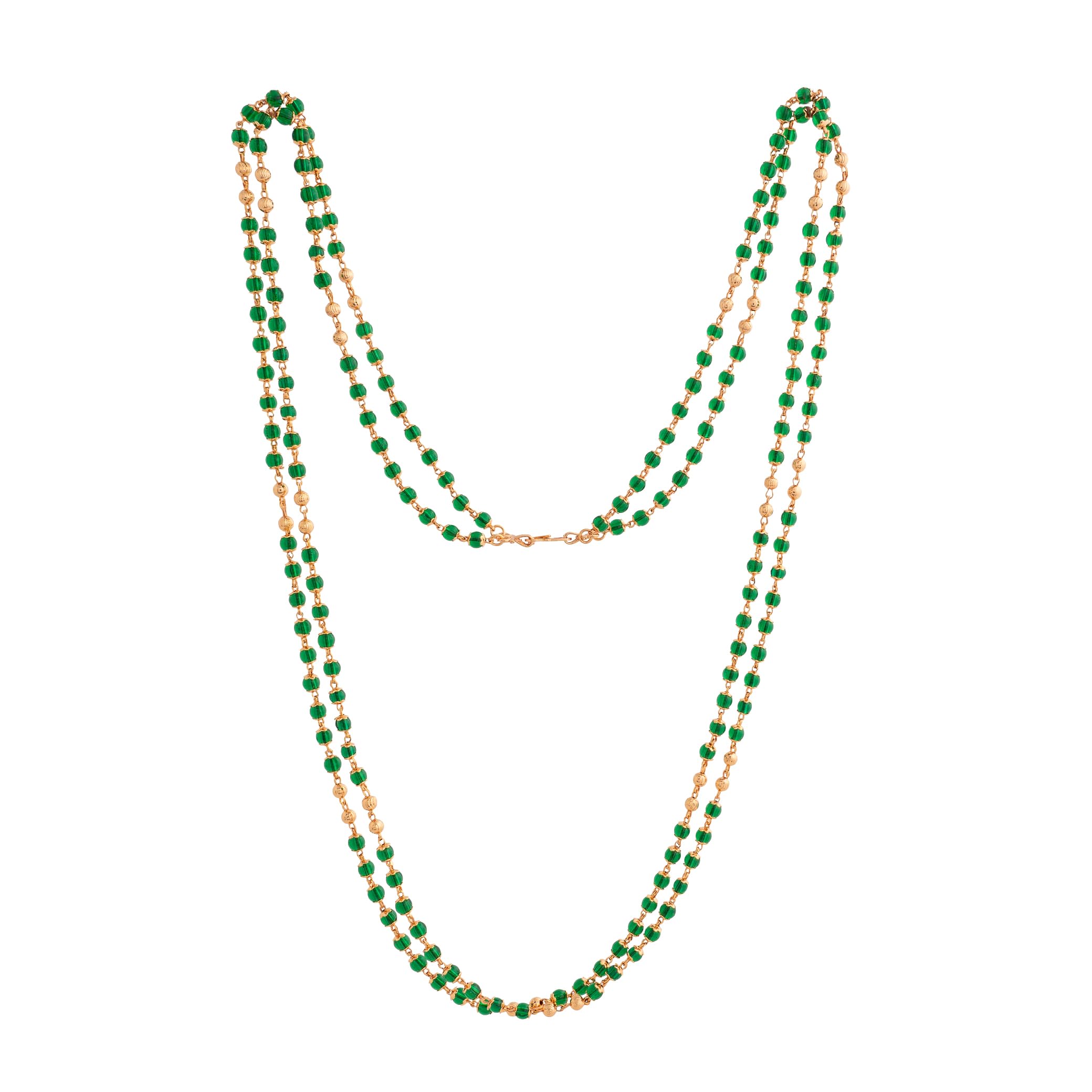 Radhas Creations LONG double line green beads necklace one gram gold for women and girls no.830G (B0CKBZHK8K) Amazon Price History, Amazon Price Tracker