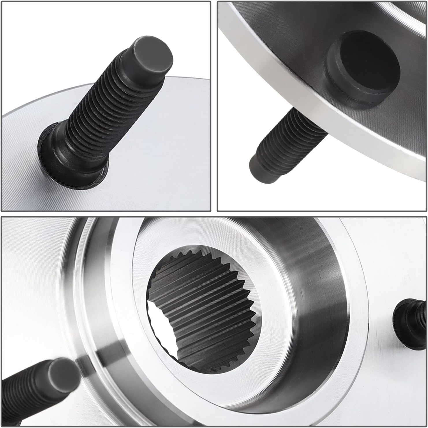 Auto Dynasty (7-Lug Hub) Factory Style Front Wheel Bearing Hub Assembly with ABS Sensor Cable and Plug Compatible with Ford F-150 (Heritage) F-250 4WD 1997-2004, Driver or Passenger Side, Bare Steel