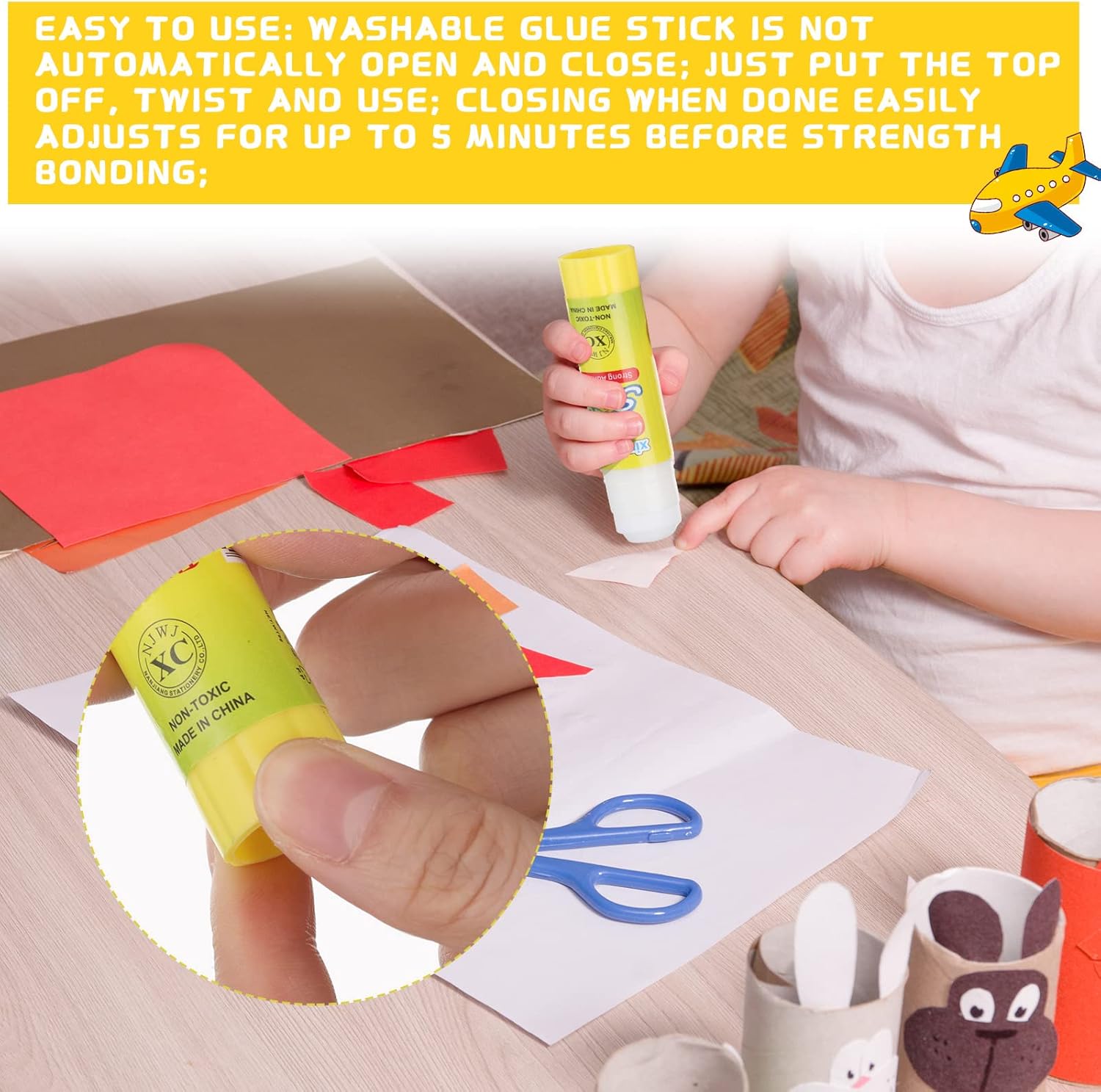 Zubebe School White Glue Stick Washable Glue Stick for Crafts Home Classroom Students Teachers Employees Scrapbooking Crafting Supplies(100 Pcs)