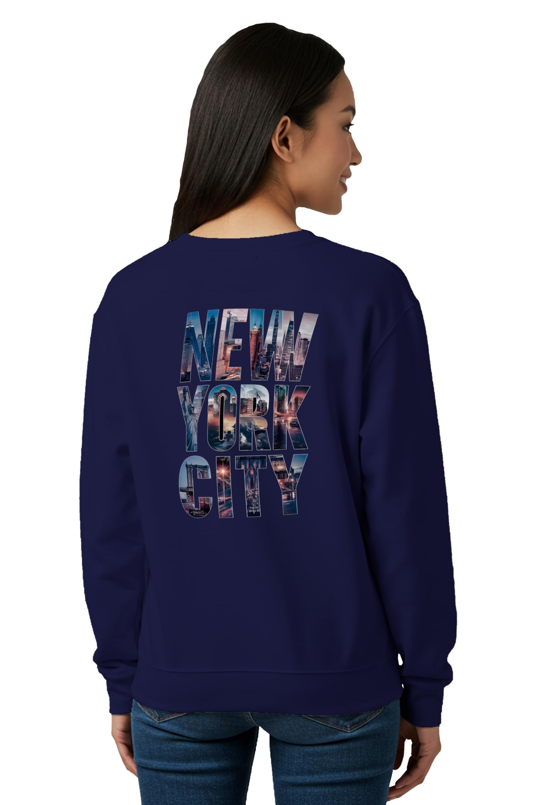 buy that trendz Winter Sweatshirt for Women New York City Graphic Printed Round Neck Regular Fit Cotton Blend Gen Z Casual Sweatshirt-picture-27