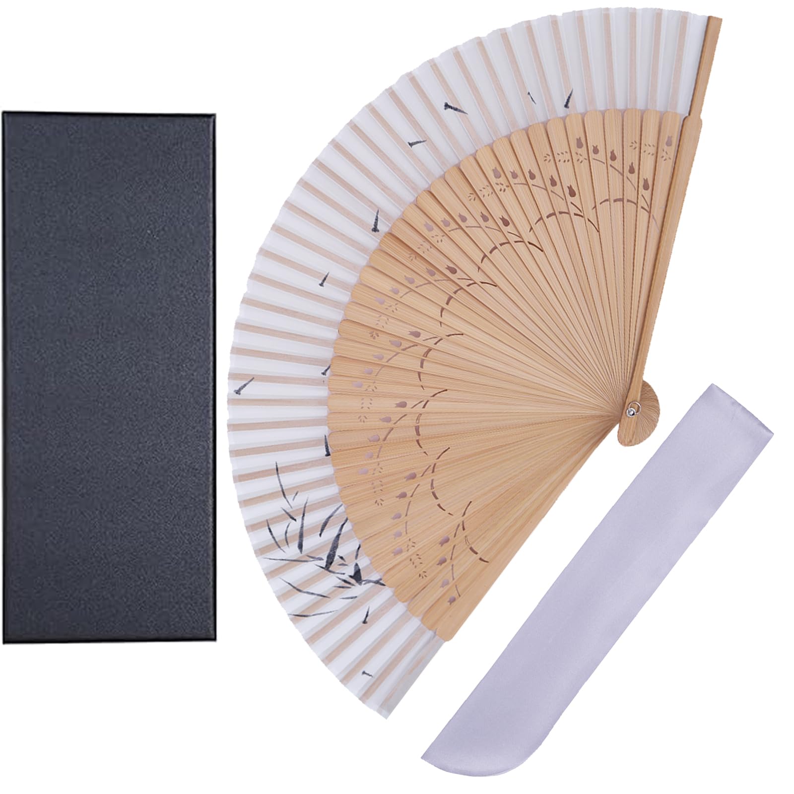 [TOuWA] Fan, Men's, Women's, Silk, Bamboo Ribs, Japanese Pattern, Lightweight, Japan, Souvenir, Festival, Fireworks Shows, Year-end Party, New Year's Parties, Recitals, Yukata, Kimono, Japanese : Clot