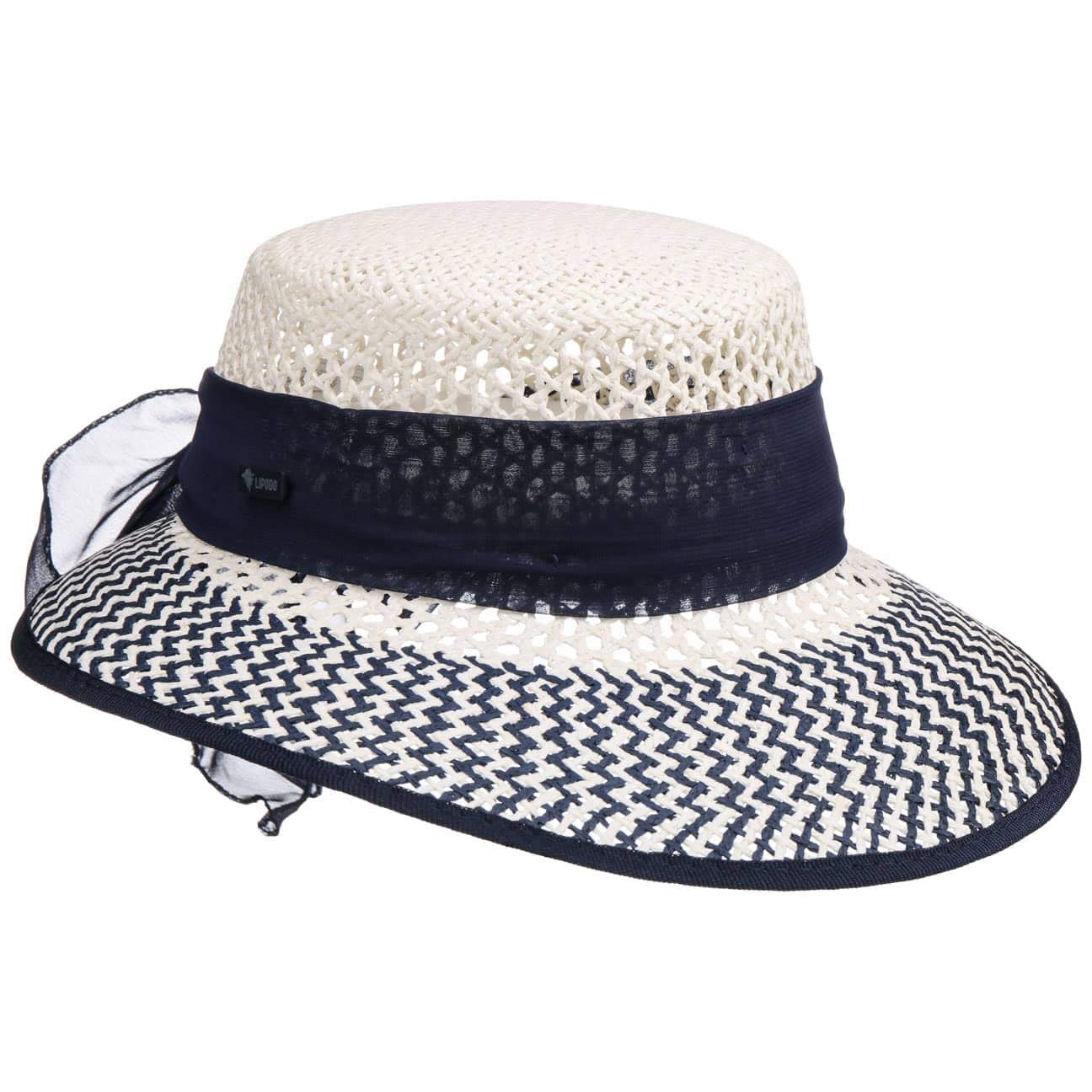 LIPODO Sombrero de Paja con Lazo Kalisa Mujer - Made in Italy Verano Sol Playa Ribete Primavera/Verano
