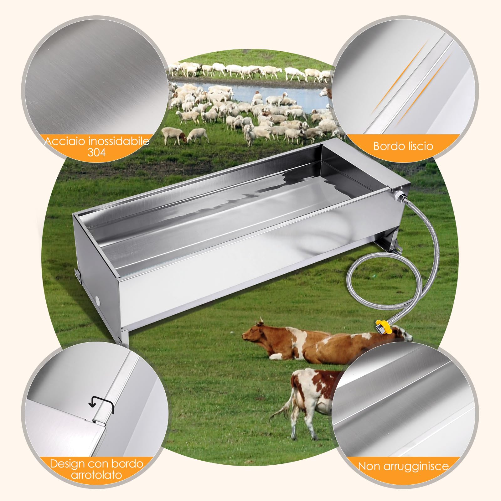 50 Litri Abbeveratoio con Galleggiante 1/2 Pollice, Abbeveratoio Automatico con Kit di Connessione, Abbeveratoio a Galleggiante con Supporti, Abbeveratoio per Cavalli,Capre,Pecore,Cani