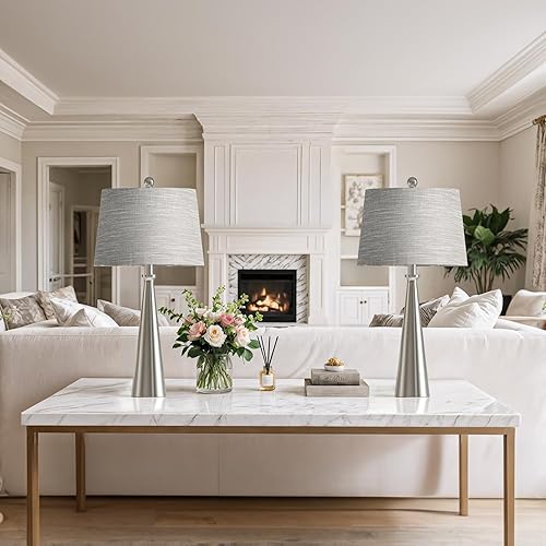 Miniatura 10 de Oneach Juego de 2 lámparas de mesa USB modernas con control táctil regulable de 3 vías para sala de estar dormitorio mesita de noche lámparas de