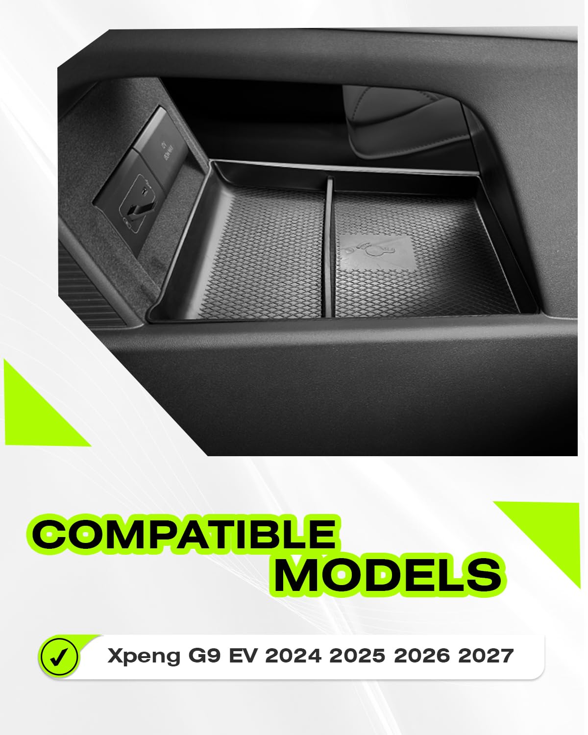Kompatibel mit XPeng G9 EV 2024 2025 2026 Mittelkonsole Organizer Aufbewahrungsbox Handschuhfach Unten die Mittelarmlehne, TPE-Weichgummi, für Xpeng G9 EV Zubehör