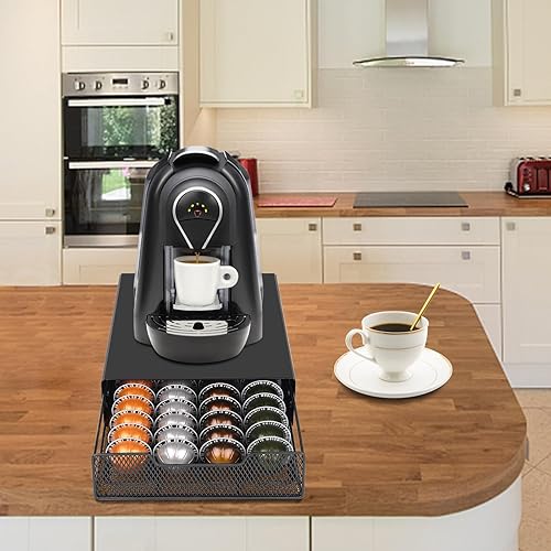 Miniatura 2 de WORBIC Almacenamiento de cápsulas de café de metal, Nespresso Pods Vertuo soporte para hasta 36 cápsulas grandes o 40 pequeñas Vertuo, soporte para